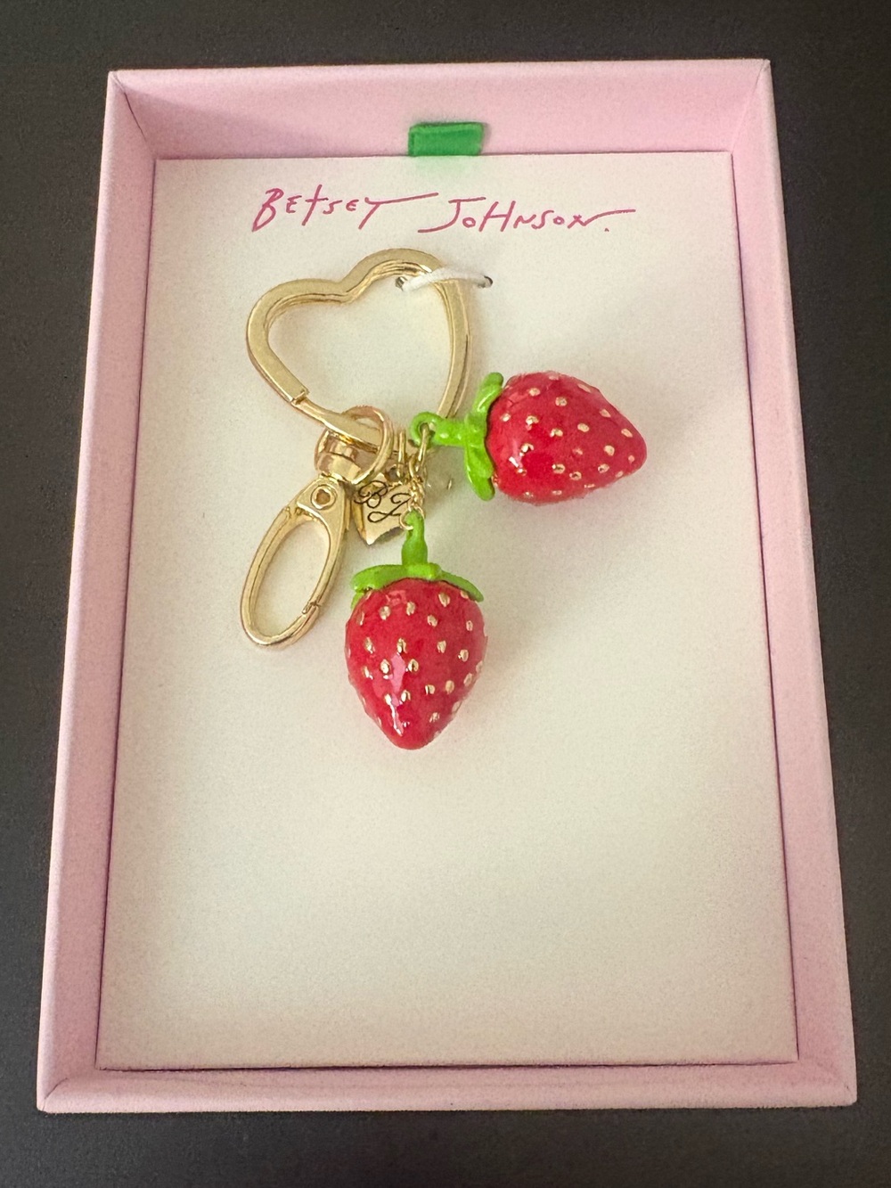 Betsey Johnson Strawberry Bag Charm Keychain - New in Box